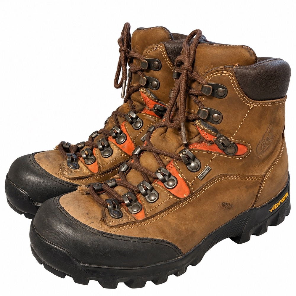 Danner 6 Expedition GTX Hiking Boots Gore-Tex Leather Vibram Brown Orange 7.5